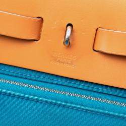 Pre Owned حقيبة هيرمس بلو، بني توايل هيرباج زيپ 31