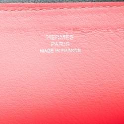 Pre Owned Hermes Grey Red Evercolor Atout Pouch 26