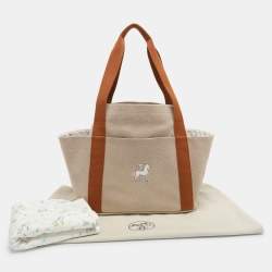 Pre Owned Hermes Cabriole Beige/Brown Canvas Nappy Tote Bag
