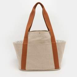 Pre Owned Hermes Cabriole Beige/Brown Canvas Nappy Tote Bag