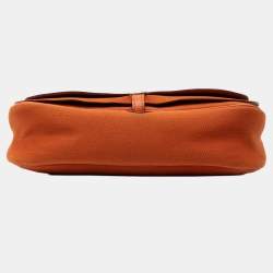 Pre Owned Hermes Orange Vache Liege and Toile Sac Colorado PM