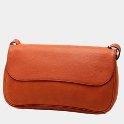 Pre Owned Hermes Orange Vache Liege and Toile Sac Colorado PM