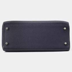 Pre Owned Hermes Kelly Retourne Blue Nuit Togo Leather Size 28