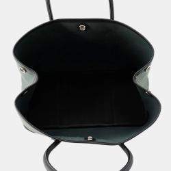 Pre Owned Hermes Garden Party Vert Mangrove/Black Toile Military Negonda Leather Size Tpm