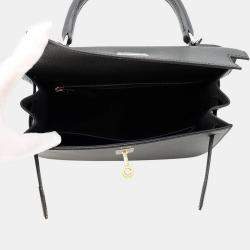 مملوكة مسبقًا Hermes Kelly Padded Sellier Black Swift Leather Size 25