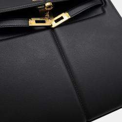 مملوكة مسبقًا Hermes Kelly Padded Sellier Black Swift Leather Size 25