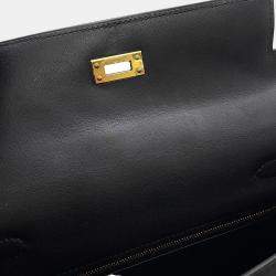 مملوكة مسبقًا Hermes Kelly Padded Sellier Black Swift Leather Size 25