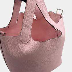 مملوكة مسبقًا Hermes Picotin Lock 18 Rose Sakura Taurillon Clemence Handbag