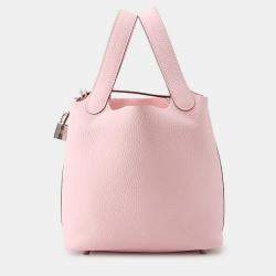 مملوكة مسبقًا Hermes Picotin Lock 18 Rose Sakura Taurillon Clemence Handbag