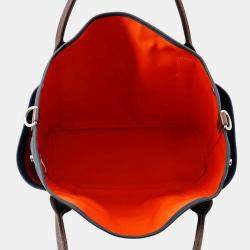 مملوكة مسبقًا حقيبة هيرمس "ساكد بانسيغ غروم" قماش توال شيفرون أزرق/تيو