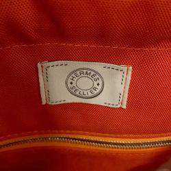 مملوكة مسبقًا حقيبة هيرمس "ساكد بانسيغ غروم" قماش توال شيفرون أزرق/تيو