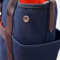 مملوكة مسبقًا حقيبة هيرمس "ساكد بانسيغ غروم" قماش توال شيفرون أزرق/تيو