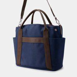 مملوكة مسبقًا حقيبة هيرمس "ساكد بانسيغ غروم" قماش توال شيفرون أزرق/تيو