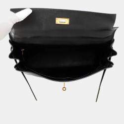 Pre Owned Hermes Kelly Retourne Black Gulliver Leather Size 35