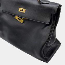 Pre Owned Hermes Kelly Retourne Black Gulliver Leather Size 35