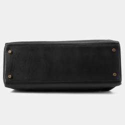 Pre Owned Hermes Kelly Retourne Black Gulliver Leather Size 35