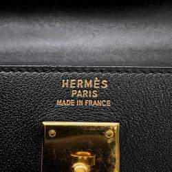 Pre Owned Hermes Kelly Retourne Black Gulliver Leather Size 35
