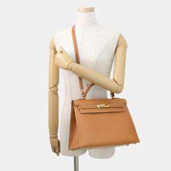 Pre Owned Hermes Kelly Sellier Gold Courchevel Size 32