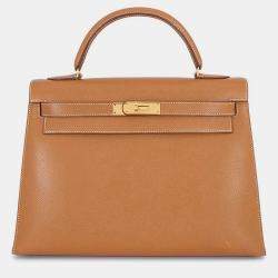 Pre Owned Hermes Kelly Sellier Gold Courchevel Size 32