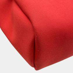 Pre Owned Hermes Herbag Zip Rougesellier Toile Officier Box Calf Leather Size Pm