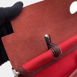 Pre Owned Hermes Herbag Zip Rougesellier Toile Officier Box Calf Leather Size Pm