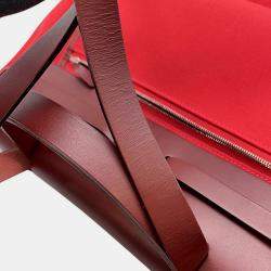 Pre Owned Hermes Herbag Zip Rougesellier Toile Officier Box Calf Leather Size Pm