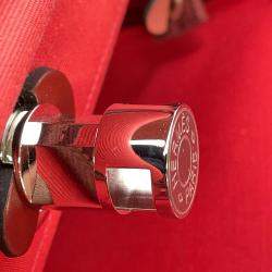 Pre Owned Hermes Herbag Zip Rougesellier Toile Officier Box Calf Leather Size Pm