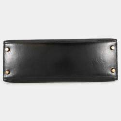 Pre Owned حقيبة هيرمس كيلي سيليير جلد عجل صندوقية سوداء حجم 32