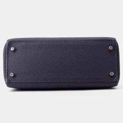 Pre Owned Hermes Kelly Retourne Blue Nuit Togo Leather Size 28