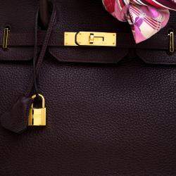 Hermes Bordeaux Togo Leather Gold Hardware Birkin 35 Bag
