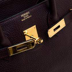 Hermes Bordeaux Togo Leather Gold Hardware Birkin 35 Bag