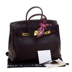 Hermes Bordeaux Togo Leather Gold Hardware Birkin 35 Bag
