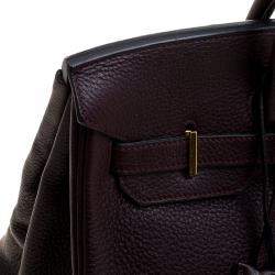 Hermes Bordeaux Togo Leather Gold Hardware Birkin 35 Bag