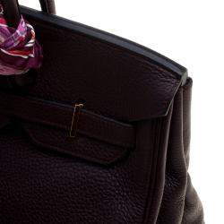 Hermes Bordeaux Togo Leather Gold Hardware Birkin 35 Bag