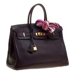 Hermes Bordeaux Togo Leather Gold Hardware Birkin 35 Bag