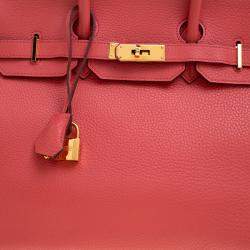 Hermes Rose Lipstick Togo Leather Gold Hardware Birkin 35 Bag