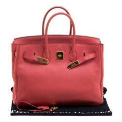 Hermes Rose Lipstick Togo Leather Gold Hardware Birkin 35 Bag