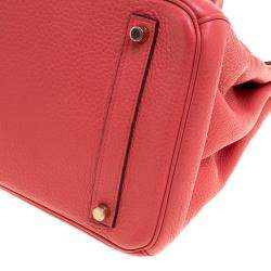 Hermes Rose Lipstick Togo Leather Gold Hardware Birkin 35 Bag