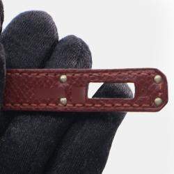 Pre Owned Hermes Birkin 25 Burgundy Epsom Calfskin Leather Top Handle Bag