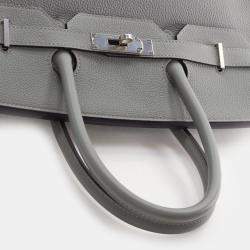 Pre Owned حقيبة هيرمس بيركين 35 جلد توغو عجل رمادي موات فيرسو بمقبض علوي