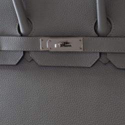 Pre Owned حقيبة هيرمس بيركين 35 جلد توغو عجل رمادي موات فيرسو بمقبض علوي