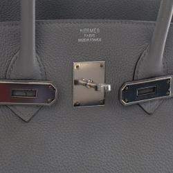 Pre Owned حقيبة هيرمس بيركين 35 جلد توغو عجل رمادي موات فيرسو بمقبض علوي