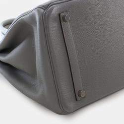 Pre Owned حقيبة هيرمس بيركين 35 جلد توغو عجل رمادي موات فيرسو بمقبض علوي