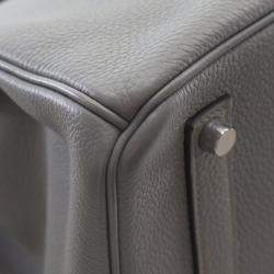 Pre Owned حقيبة هيرمس بيركين 35 جلد توغو عجل رمادي موات فيرسو بمقبض علوي