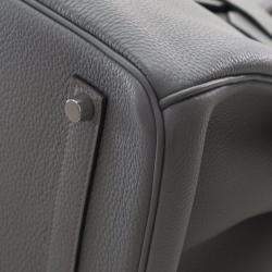 Pre Owned حقيبة هيرمس بيركين 35 جلد توغو عجل رمادي موات فيرسو بمقبض علوي