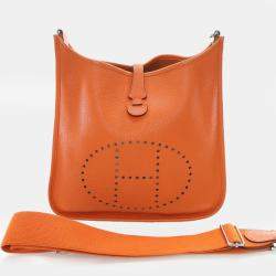 Pre Owned Hermes Evelyne III 29 Orange H Taurillon Clemence Leather Crossbody Bag