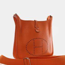 Pre Owned Hermes Evelyne III 29 Orange H Taurillon Clemence Leather Crossbody Bag
