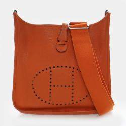 Pre Owned Hermes Evelyne III 29 Orange H Taurillon Clemence Leather Crossbody Bag