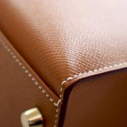 Pre Owned Hermes Kelly Sellier 32 Gold Epsom Calfskin Leather Top Handle Bag