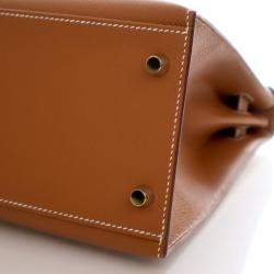 Pre Owned Hermes Kelly Sellier 32 Gold Epsom Calfskin Leather Top Handle Bag